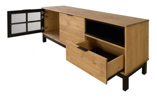 La Cueva Muebles Rack Tv Lcd Led Living Comedor Mueble D Color Negro/miel - Imagen 5