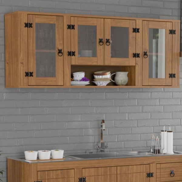 Mueble De Cocina - Aereo 4 Puertas N- Alacena - Madera - Lcm Color Roble Con Vidrios