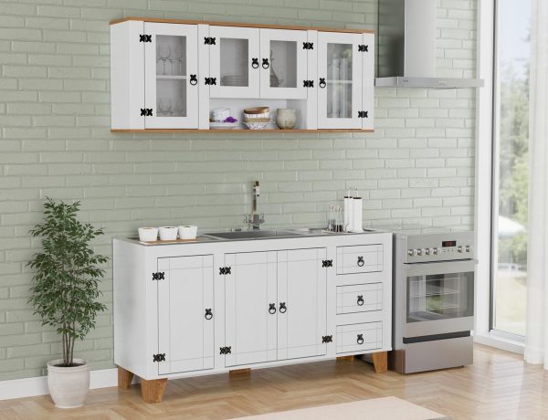 Mueble De Cocina - Aereo 4 Puertas N- Alacena - Madera - Lcm Color Blanco Con Vidrios - Imagen 2