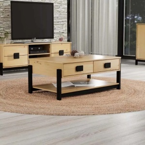 Mesa Ratona Central Auxiliar Living 2 Cajones - Muebles Web