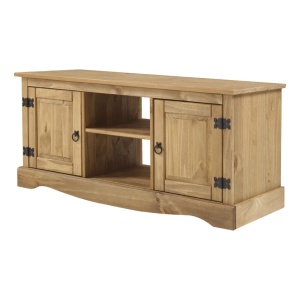 Rack Aparador En Madera Maciza Linea Mexicana Dos Puertas Color Marrón