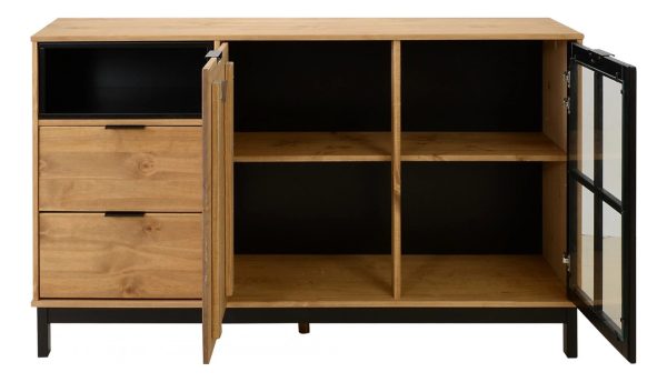 Rack De Tv Aparador Living Comedor Mueble Madera Ld Lcm Color Negro/miel - Imagen 3