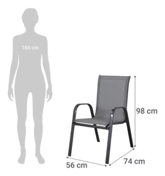 Silla Jardín Apilable Pf Color Gris Oscuro Sling - Imagen 3