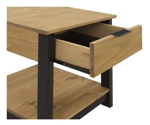 Mesa De Luz Madera - 1 Cajon - Zapatera - Dormitorio - Lcm Color Negro/miel - Imagen 5