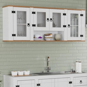 Mueble De Cocina - Aereo 4 Puertas N- Alacena - Madera - Lcm Color Blanco Con Vidrios