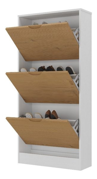 Zapatera Premium 3 Puertas 18 Pares Dormitorio Mueble V Lcm Color Blanco/miel - Imagen 3