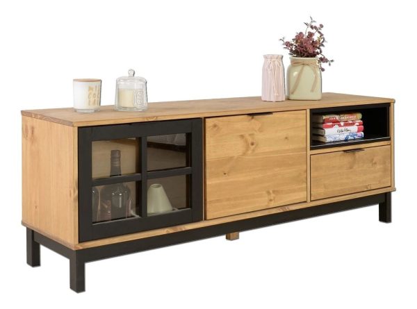 La Cueva Muebles Rack Tv Lcd Led Living Comedor Mueble D Color Negro/miel - Imagen 2