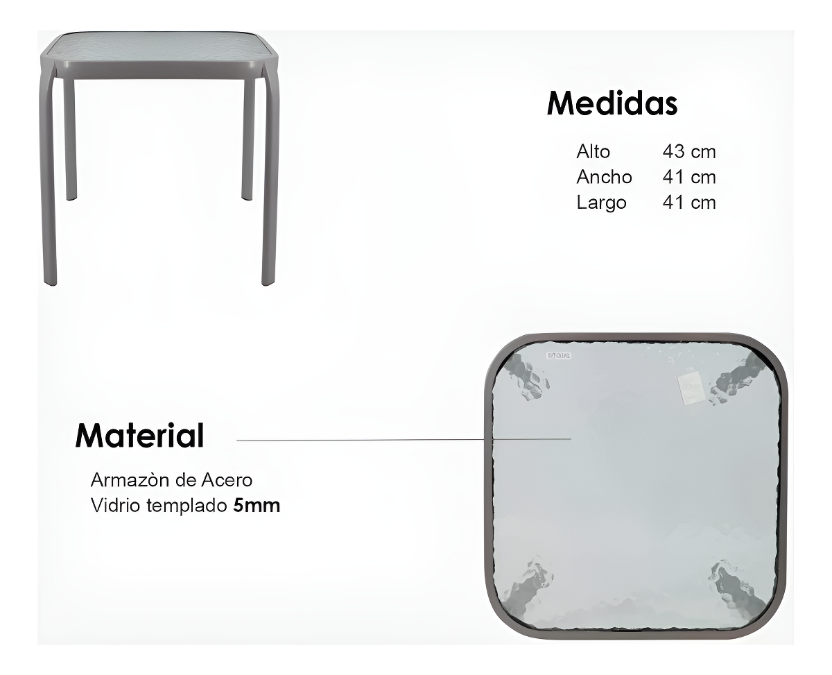 Mesa Baja Jardin Ratona Vidrio Apilable Exterior Balcon - Imagen 5