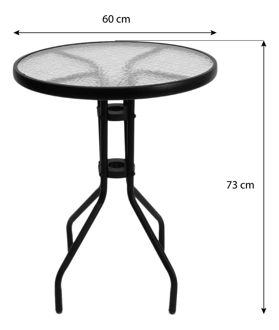 Empoli Em-6021 Juego De Terraza Jardín Mesa Vidrio 2 Sillas Impermeable Negro - Imagen 11