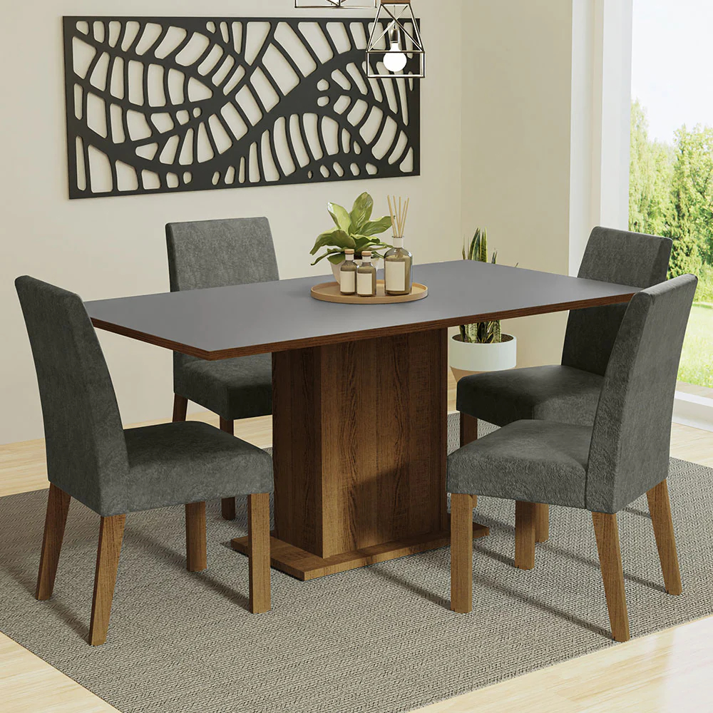 Juego De Living Comedor 4 Silla + Mesa Rectangular - Mweb
