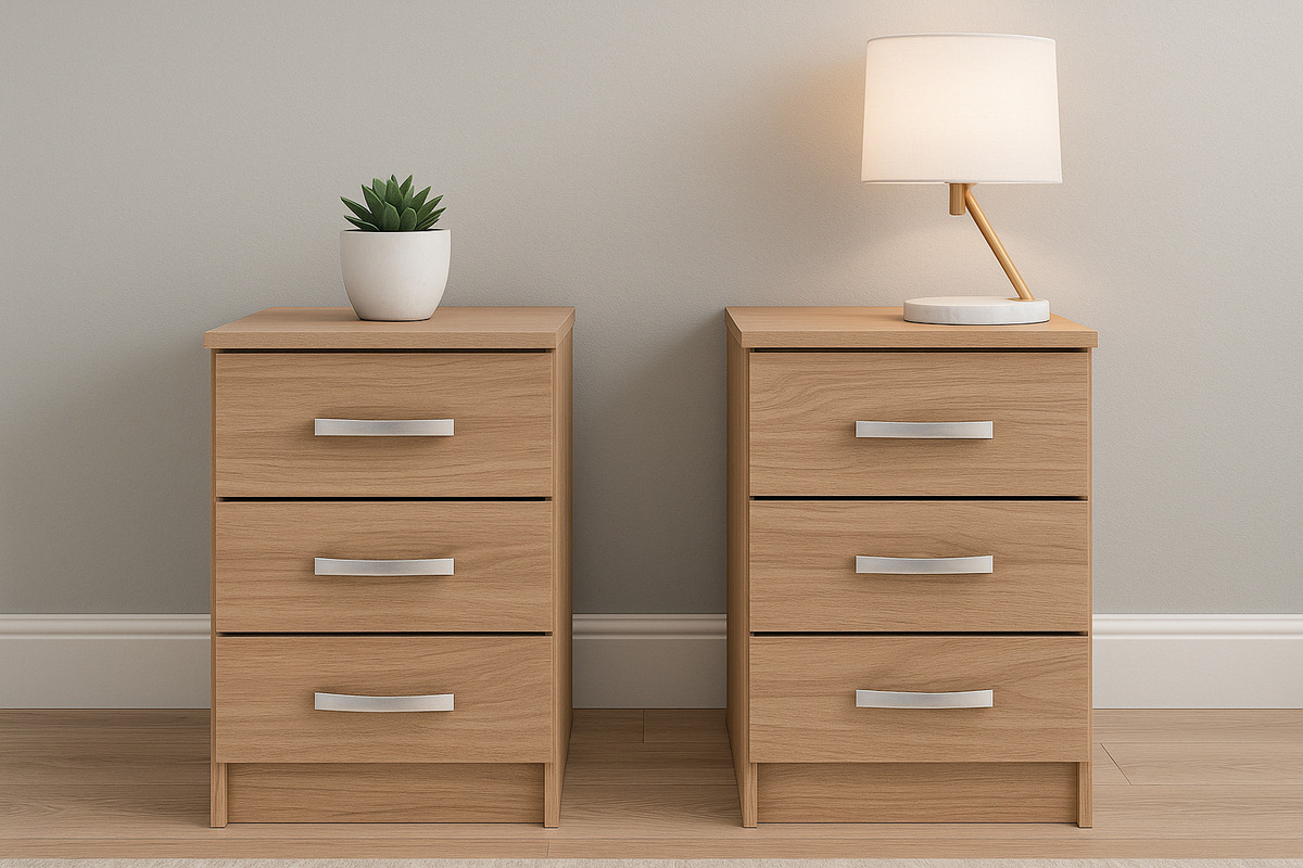 2 Mesas De Luz 3 Cajones Dormitorio Living Mdp Blanco Promo Color Demolición - Imagen 2