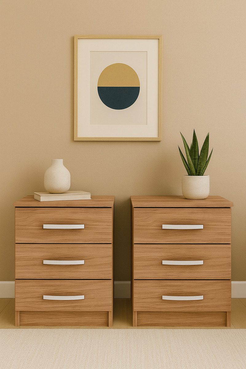 2 Mesas De Luz 3 Cajones Dormitorio Living Mdp Blanco Promo Color Demolición