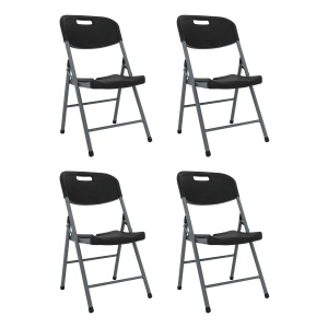 Set X4 Silla Plegable Reforzada Para Catering / Hogar / Picnic Color Negro Cl