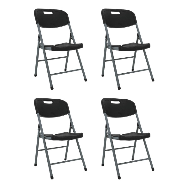 Set X4 Silla Plegable Reforzada Para Catering / Hogar / Picnic Color Negro Cl