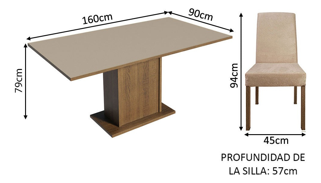 Juego De Comedor Living Mesa Rectangular + 4 Sillas - Mweb - Imagen 6
