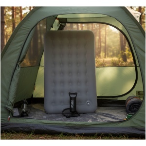 Colchón Inflable Camping 1 Plaza + Inflador - Muebles Web Gris