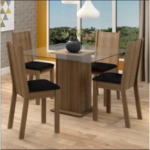 Juego De Comedor Living 4 Sillas + Mesa - Muebles Web Rustico / Negro