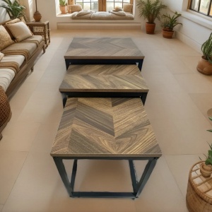 Set 3 Mesa Ratona Industrial De Centro - Muebles Web Rustico