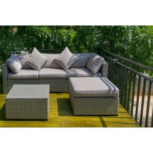 Juego Jardin Living Rattan Esquinero 4 Piezas Sillones+mesa