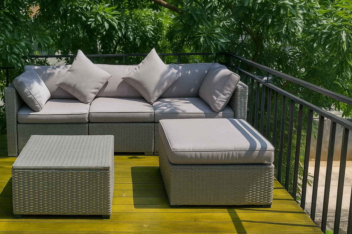 Juego Jardin Living Rattan Esquinero 4 Piezas Sillones+mesa