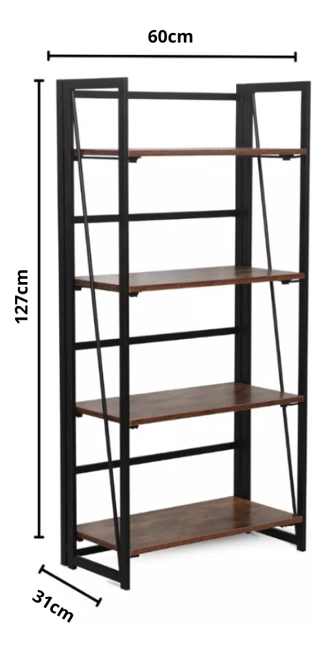 Biblioteca Repisa Estantería Industrial Multiuso Armario Madera / Negro - Imagen 4