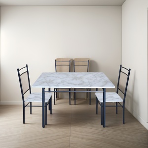 Juego Comedor Living 4 Sillas Mesa Set Rectangular Gris / Negro