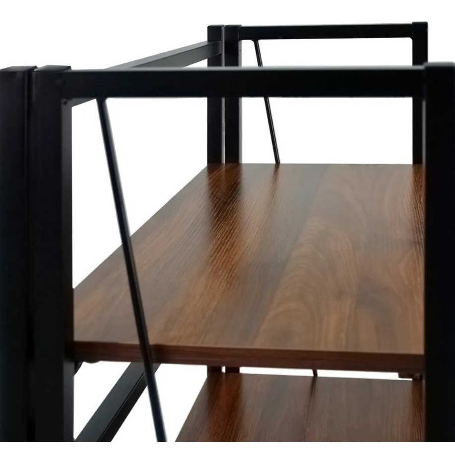 Biblioteca Repisa Estantería Industrial Multiuso Armario Madera / Negro - Imagen 6