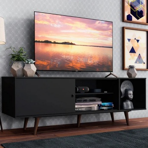 Rack Mesa Tv Mueble Modular Living - Muebles Web Negro / Marron