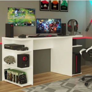 Escritorio Mesa De Pc Gamer Estantes - Muebles Web Blanco