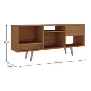 Rack Bajo Para Tv Con Cajón Rk-2111. Que Sal! Color Nogal