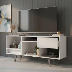 Rack Bajo Para Tv Con Cajón Rk-2111. Que Sal! Color Blanco