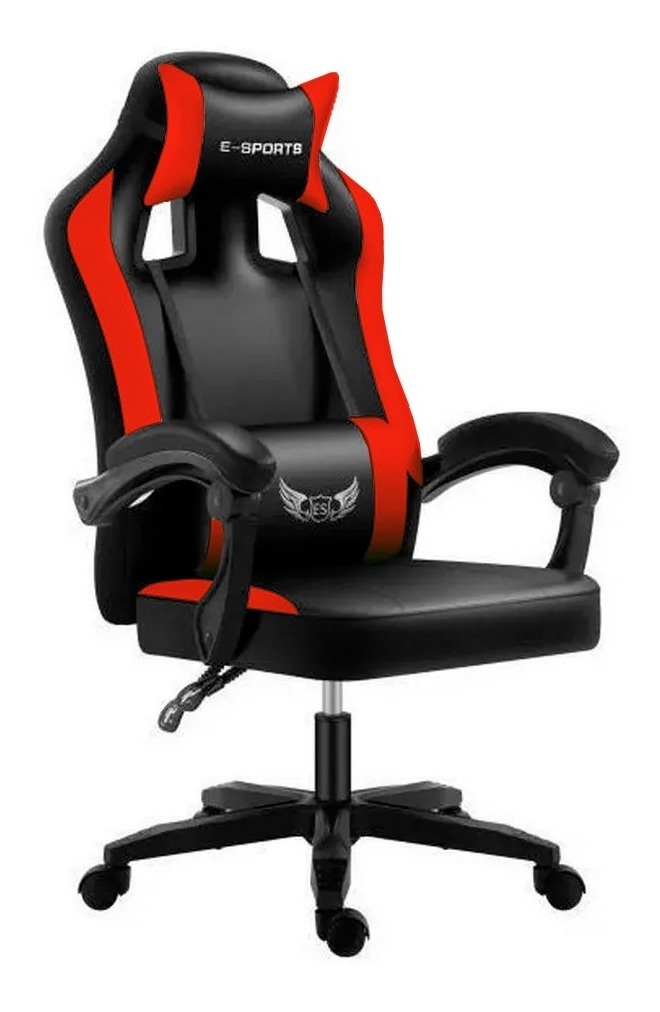 Silla Gamer Ergonómica Premium Giratoria 360º Almohadones - Negro/Rojo