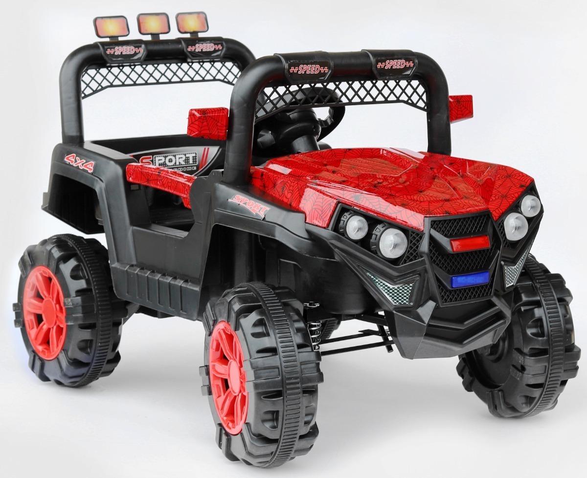 Auto A Batería Jeep Control Remoto Eléctrico Luz Música - Rojo/ Negro - Imagen 2