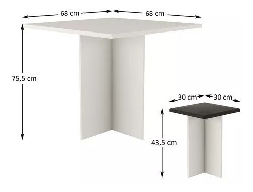 Juego Comedor 4 Sillas - Mesa + Banquetas - Desayunador - Blanco - Imagen 2