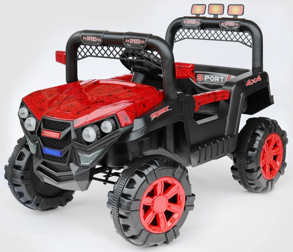 Auto A Batería Jeep Control Remoto Eléctrico Luz Música - Rojo/ Negro