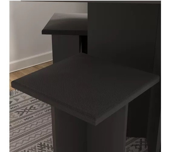 Juego Comedor 4 Sillas - Mesa + Banquetas - Desayunador - Negro - Imagen 3