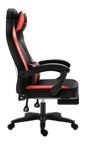 Silla Pc Gamer Base Metálica Con Apoyapies Premium Giratoria - Rojo - Imagen 2