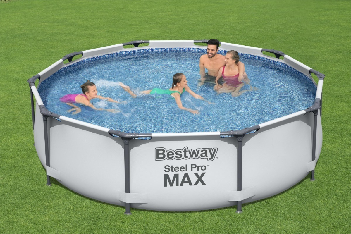 Pileta Estructural Bestway Steel Pro Max 561gx X 3.05 M De Ancho X 3.05 M De Diámetro Gris Claro Piedra Prismática - Imagen 2