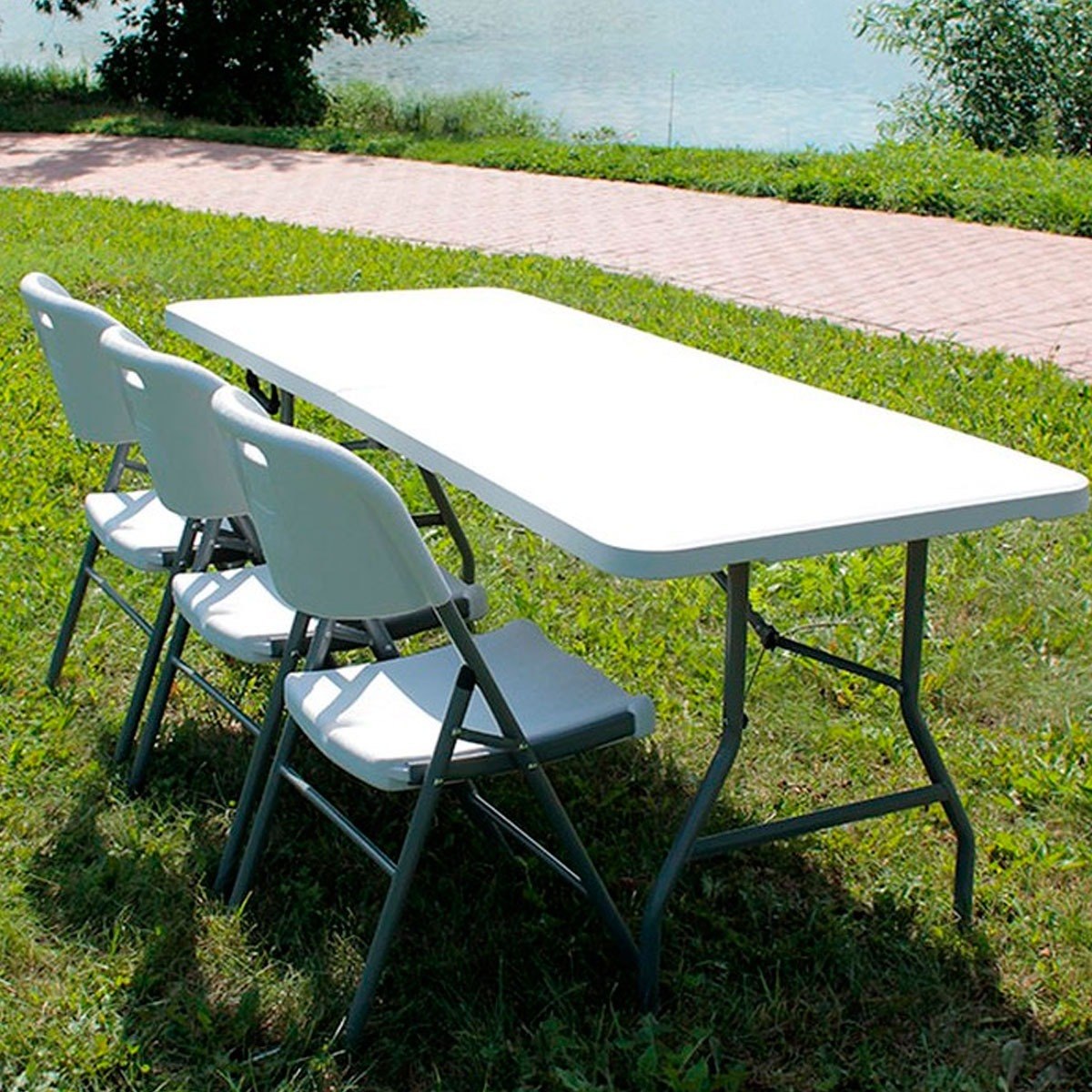 Silla Plegable De Plástico Para Exterior Pvc Blanca Jardín - Imagen 3