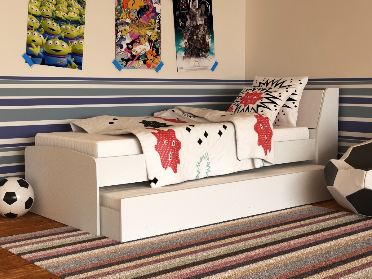 Hermoso Conjunto De Cama Marinera Con Baúl Portaobjetos!! - Blanco - Imagen 2