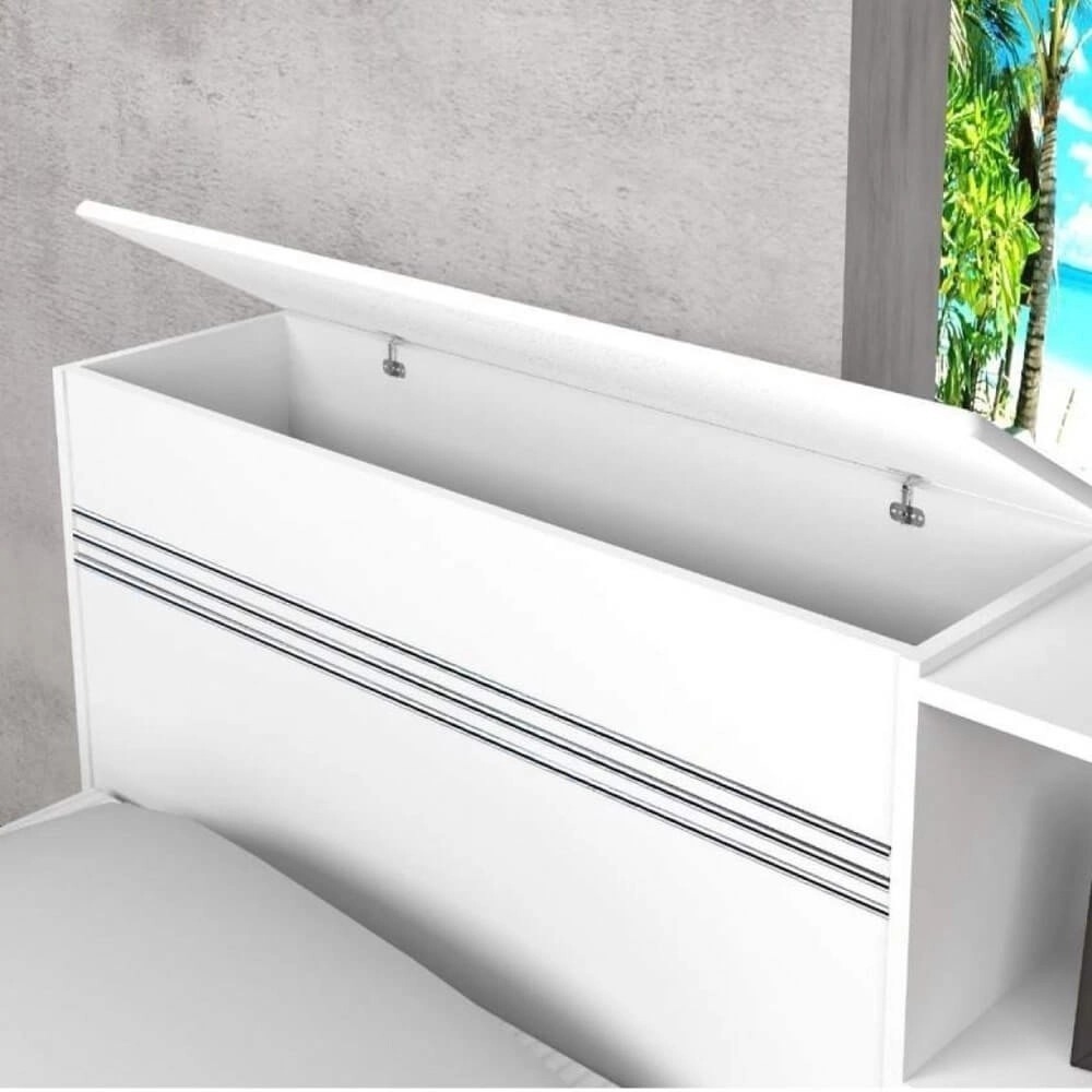Cama Marinera Premium + Baul + Cajones + Repisa + Respaldo - Blanco - Imagen 3