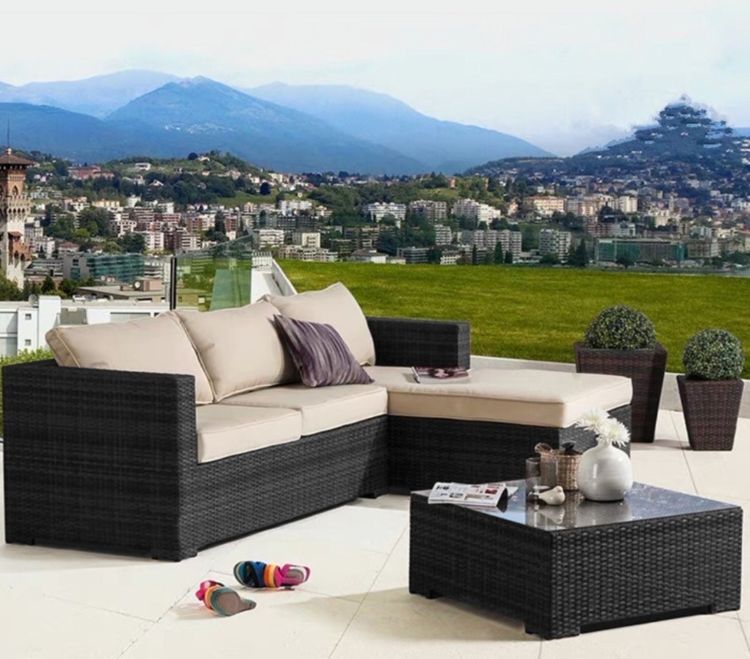 Juego De Jardin - Living Patio - Exteriores + Almohadones - Negro/Marrón - Imagen 2