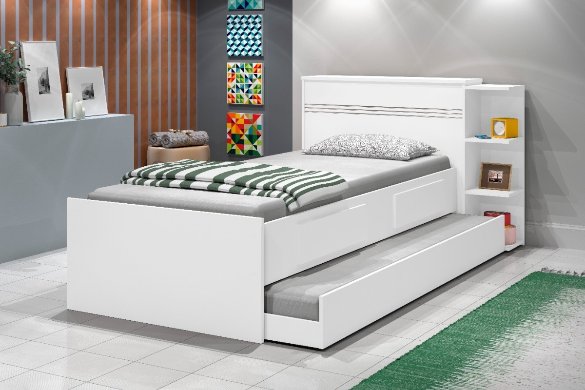 Cama Marinera Premium + Baul + Cajones + Repisa + Respaldo - Blanco - Imagen 5