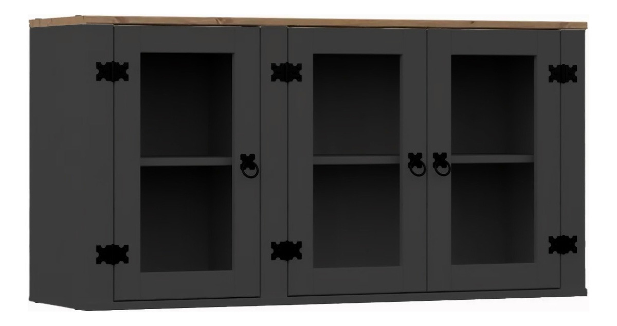Aéreo 3 Puertas - Cocina - Linea Mexicana Madera Maciza - Negro