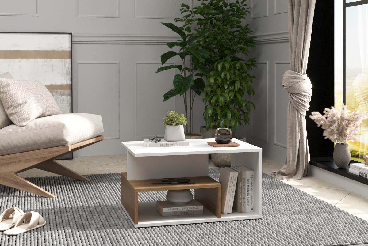 Mesa Ratona De Centro Living Sala De Estar Comedor - White Oak - Imagen 2