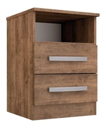 Mesa De Luz 2 Cajones - Color Tabaco - Dormitorio - Cuarto - Tabaco - Imagen 2