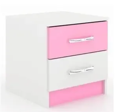 Dormitorio Infantil Ropero + Cómoda + Mesa Luz - Blanco/Rosa - Imagen 3