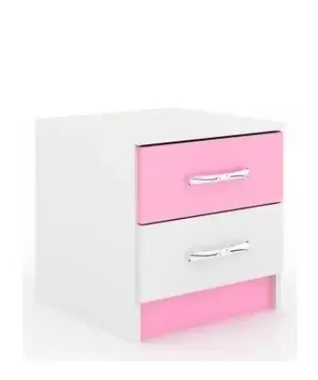 Juego Dormitorio Ropero + Cama + Cajonera + Mesa De Luz - Blanco/Rosa - Imagen 2