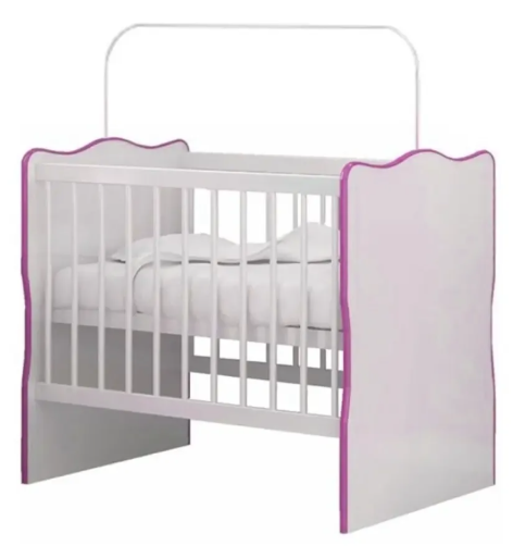 Juego Dormitorio Infantil Rosado Ropero Cuna Cómoda Colchón - Blanco/Rosa - Imagen 5