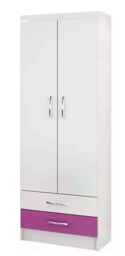 Juego Dormitorio Infantil Rosado Ropero Cuna Cómoda Colchón - Blanco/Rosa - Imagen 2